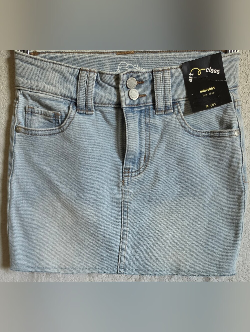 art class Light Wash Double-Button Denim Mini Skirt